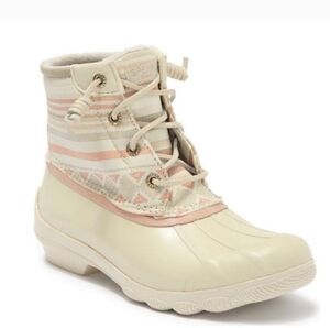Sperry Cream and Pink Ankle Boots